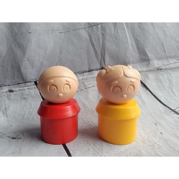 Tupperware Tupper Toys Collectible Figures Boy Girl Red Yellow Vintage - Picture 2 of 6